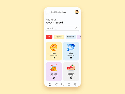Food UI app app design branding clean design fastfood food illustration pizza simple typography ui ux