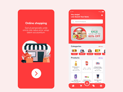 Grocery Mobile App app branding clean design illustration simple ui ux vector
