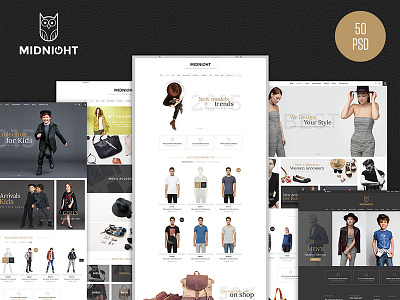 MidNight - Fashion eCommerce PSD Template clothing ecommerce creative fashion fashion psd fashion store modern retail shop online shopping store unique