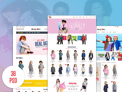 HappyKids - Fashion eCommerce PSD Template clothing ecommerce creative fashion fashion psd fashion store modern retail shop online shopping store