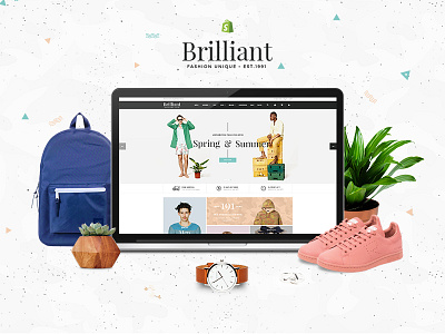 Brilliant - Multi Store Responsive Shopify Theme accessories clothing ecommerce elegant fashion flat glasses mega menu multi purpose shoes shop store