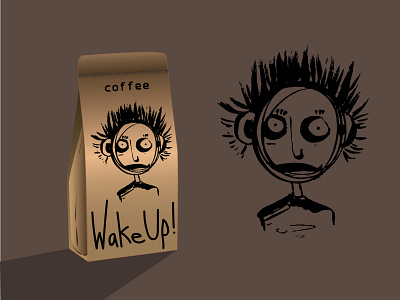 WAKE UP coffee! Even dead can walk! coffee design flat minimal package vector