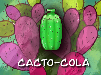 A bottle of fresh Cacto-Cola. Wanna taste? cactus design drink illustration procreate