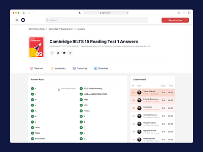 Online Test - Answer & Leaderboard free test product ui ux vocabulary web