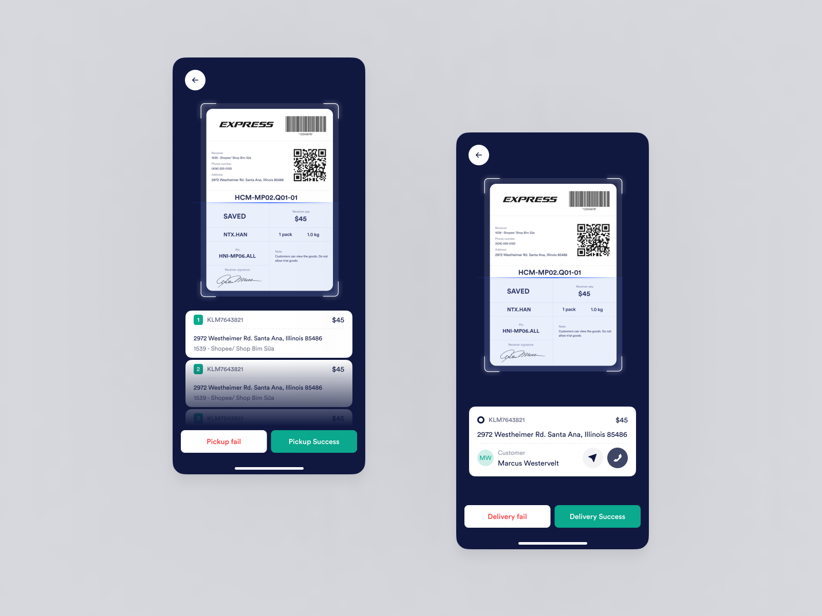 Driver App - Scan Shipment by hhphong on Dribbble