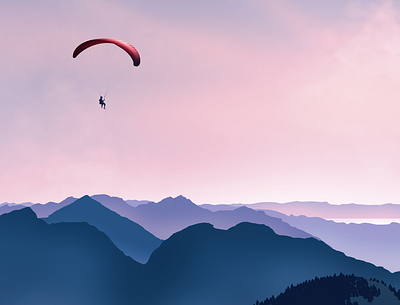 Paraglider - Digital Illustration alps digital art drawing illustration landscape mountains paraglider paragliding procreate scenery