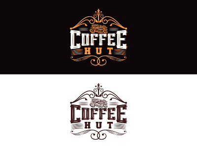 COFFEE HUT VINTAGE LOGO branding callygraphy design graphic design illustration logo mascot typography vintage