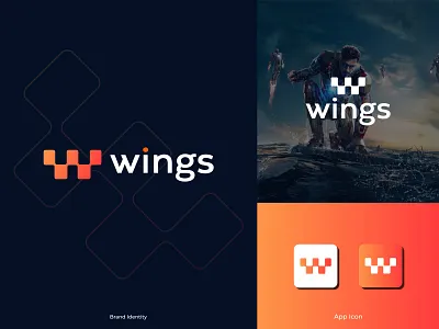 Wings Modern Logo mark animation brand idnentity brand logo branding creative graphic design lettermark logo logo logo mark logofolio minimalist modern tech logo trendy logo wings