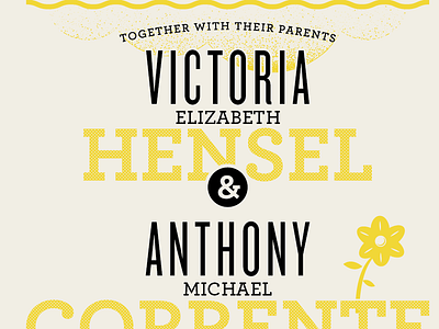 Wedding Invites flowers halftone invitation screenprint wedding