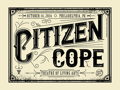 Citizen Cope citizencope gigposter lettering screenprint texture type victorian vintage woodgrain