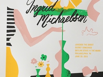 Ingrid cutpaper flowers gigposter illustration screenprint