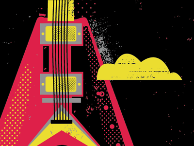 Flying V black clouds flying v guitar halftone magenta pickups strings switch texture vector yellow