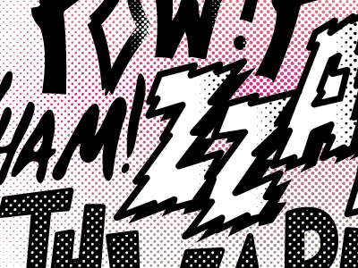 Comic book sounds comic halftone pow! typography vector wham! zzap!