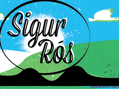 Sigur Ros 3 black blue circles grass green hand drawn ink mid century mountains sigur ros spraypaint texture
