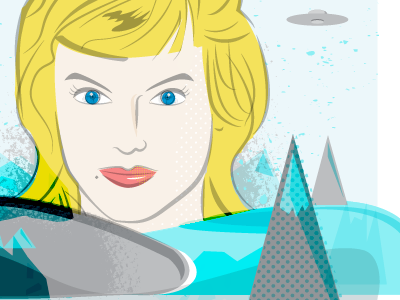 FB Planet. blondie blue halftone ice blue lady lips mountains silver screen spaceship texture yellow