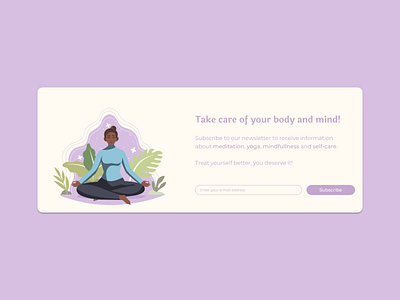 Daily UI #026 - Subscribe branding daily daily ui daily ui 026 daily ui challenge dailyui dailyui 026 dailyuichallenge design meditation meditations subscribe ui ux web design yoga