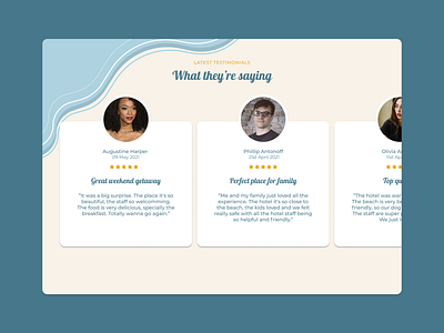 Daily UI #039 - Testimonials daily daily ui daily ui 039 daily ui challenge dailyui dailyui 039 dailyuichallenge design hotel hotel website hotels review reviews testimonial testimonials ui ux web design website design