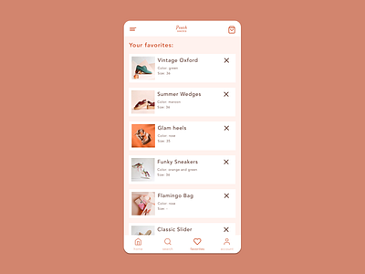 Daily UI #044 - Favorites app daily daily 100 challenge daily ui daily ui 044 daily ui challenge dailyui dailyui 044 dailyuichallenge design favorite favorites shoe shoes shoes app shopping ui ux