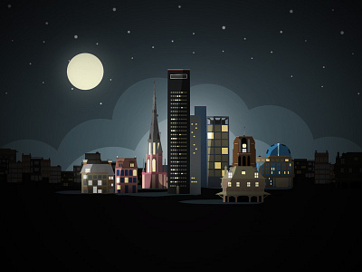 Skyline Leeuwarden 2d animation dark flat illustration leeuwarden motion graphics night skyline vector