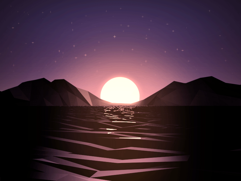 Water reflection 3d animation cinema4d landscape lowpoly reflection sun sunset water