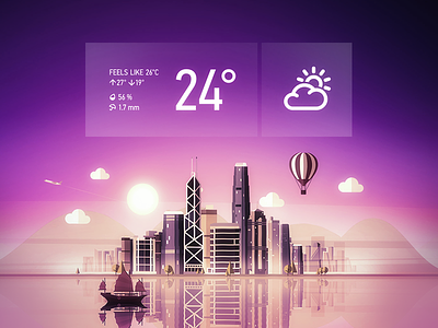 Hong Kong skyline animation app hongkong illustration matrix skyline sunset weather 香港