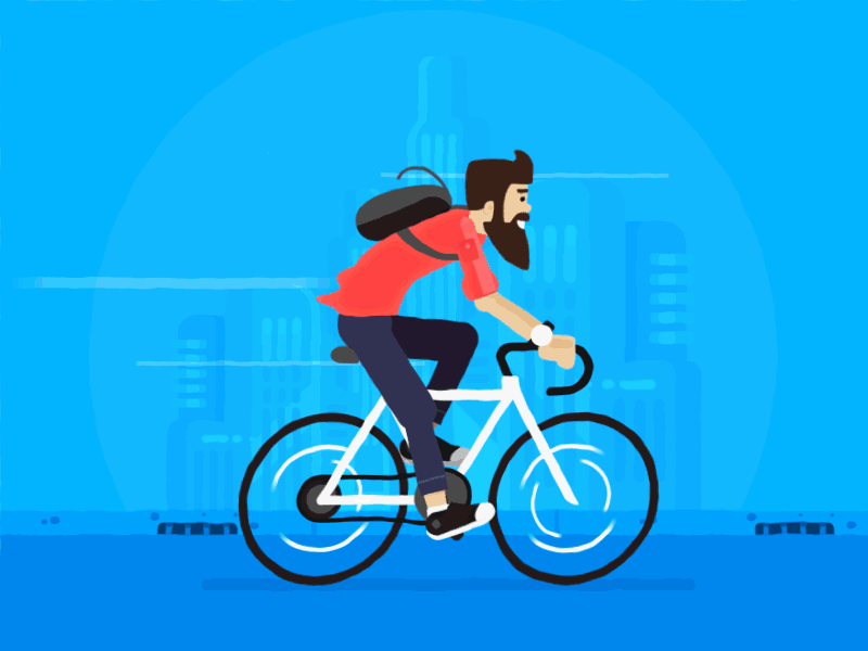 Cyclist hipster 2d animation beard bicycle bike cycle cyclist gif hipster loop skyline street
