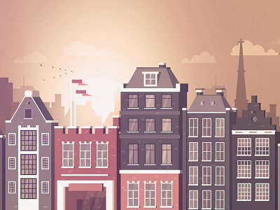 Amsterdam amsterdam buildings canals flat holland horizon illustration nederland netherlands skyline