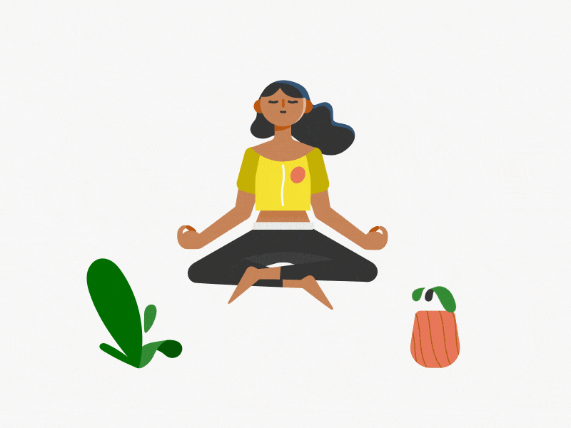 Meditation 2d animation character flat floating gif girl illustration loop meditate meditation sports vector woman yoga
