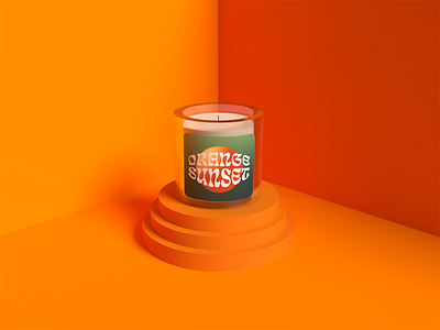 Orange Sunset Candle 3d adobe dimension candle graphic design orange productdesign