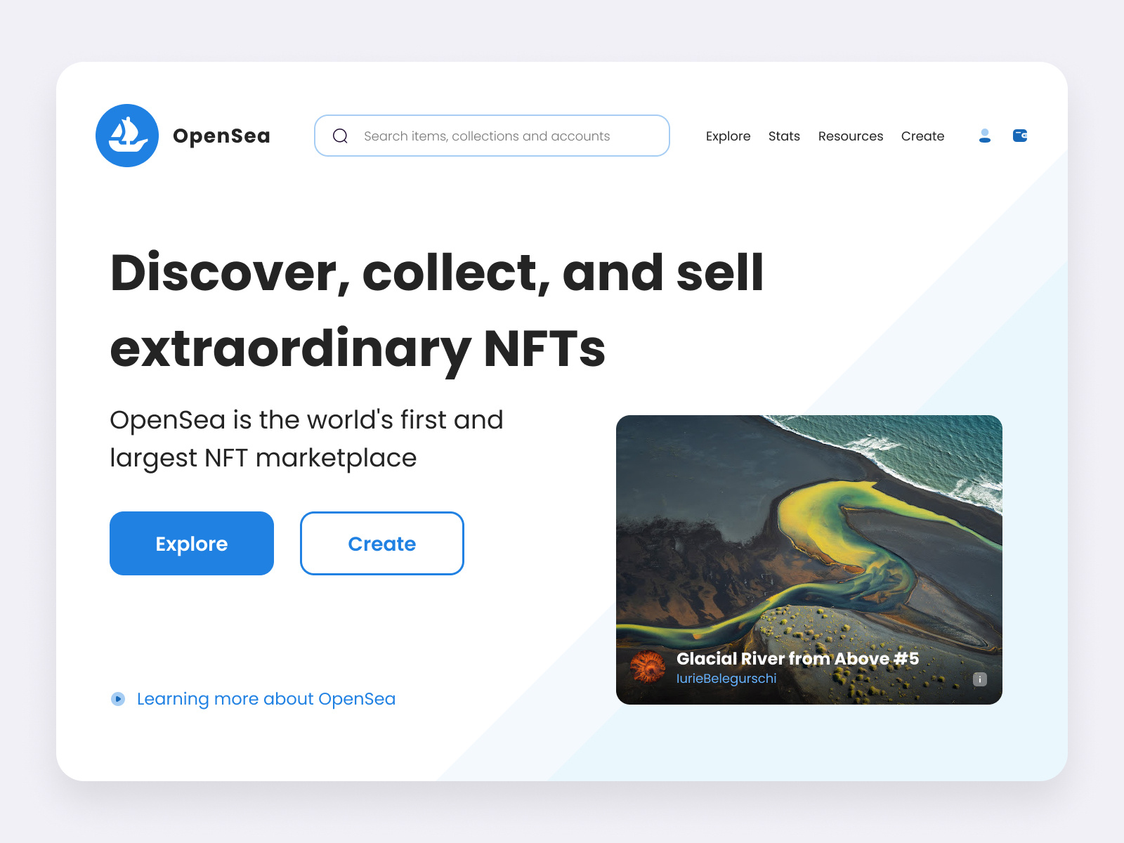 WebSite (OpenSea.io) by Alex Kolesnichevsky on Dribbble