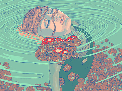 Underwater art digital art digital illustration fungi illustration illustrator mushroom ocean sea silkscreen underwater water