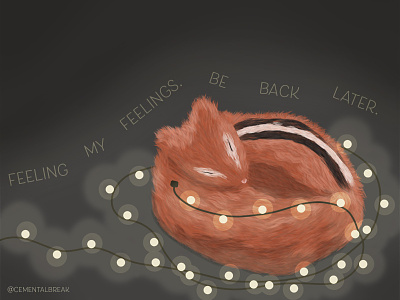 Feeling my feelings animals chipmunk dark drawing feelings illustration mental health string lights