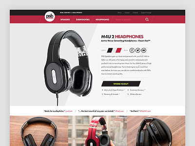 PSB Speakers Redesign Concept commerce flat headphones landing page music product page ui web web design website