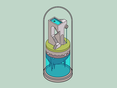 Escher in a Bell Jar illustration vector