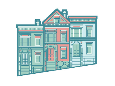 The Painted Ladies of San Francisco architecture icon illustration lineart map painted ladies san francisco