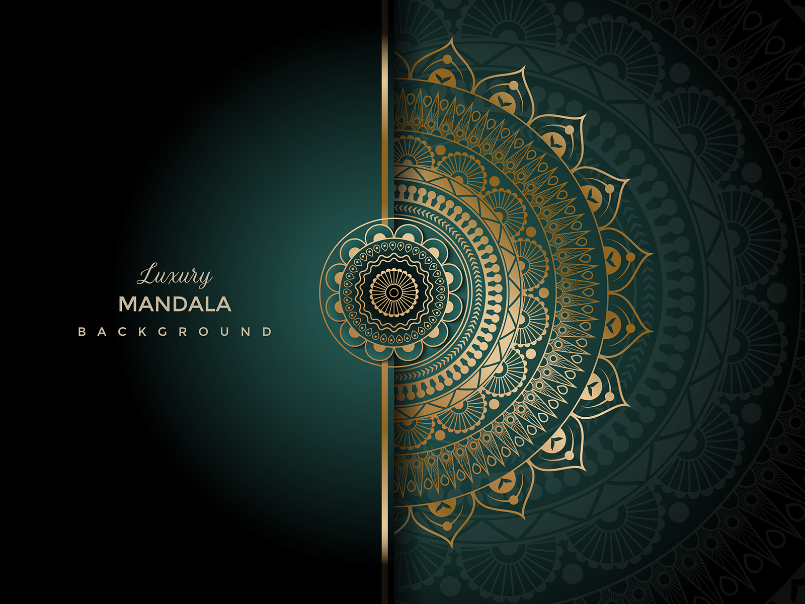 Mandala luxury gold gradient dark green background - vectorstock by yudyml  on Dribbble