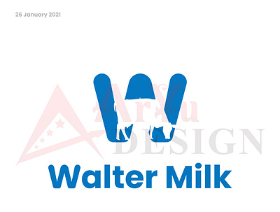 Walter Milk adobe illustrator branding cow design illustration illustrator logo logo design milk negative space logo vector