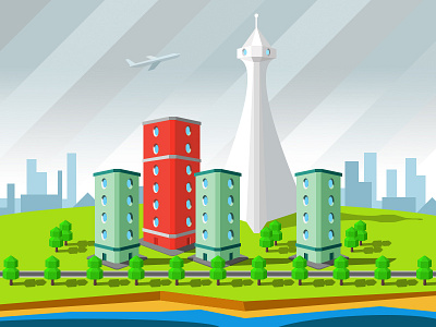 Small Town building city flat illustration simple town vector