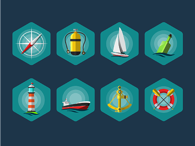 Sea Icon set FREE app eps flat free freebie icon illustration mobile sea