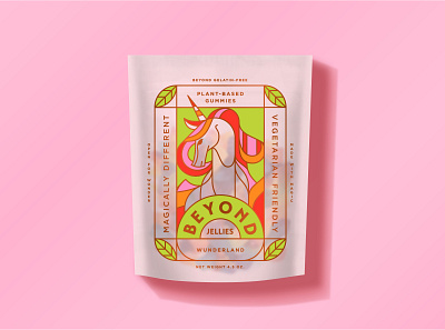 Beyond Jellies - Packaging candy fantasty gold gummies logo packaging sweet unicorn wonder