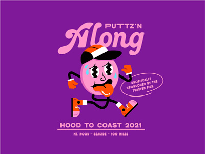 Puttz'n Along - Hood To Coast 2021 character groovy illustration running trippy