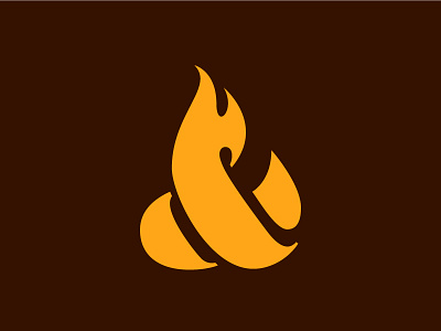 Flampersand ampersand brown cooking flame logo orange restaurant