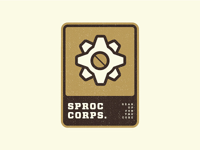 Sproc Corps. Badge 2 badge dig gears icon illustration patch