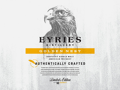 Eyries Distillery Label / Illustration bird distillery eagle feather whiskey