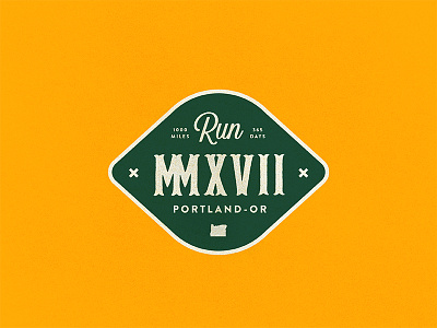 Run MMXVII badge goal patch portland run script serif