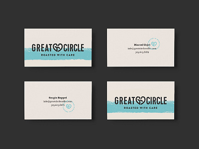 Great Circle - Business Cards cards coffee craft great circle heart logo monogram soft typography wave