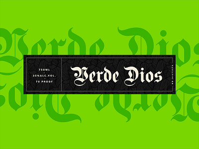 Verde Dios - Label alcohol gods green liqour patron verde