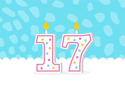 Happy 17th birthday book cake candle illustration numbers