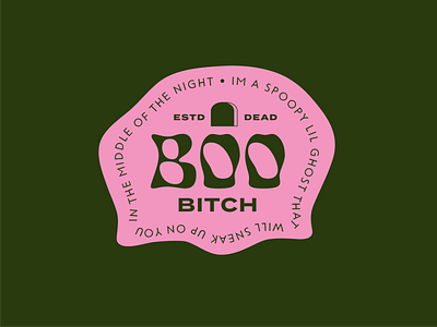 Boo Bitch badge boo book funky ghost spooky wavy
