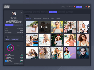 Influencer Management Portal - Dark UI app branding graphic design mobile app sandip godhaniya ui design uidesigner uiux ux pro
